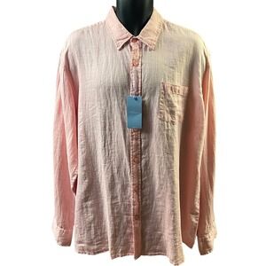 Patrick Assaraf Mens Pink Linen Long Sleeve Button Up Shirt Style 44A13W57 XXL‎